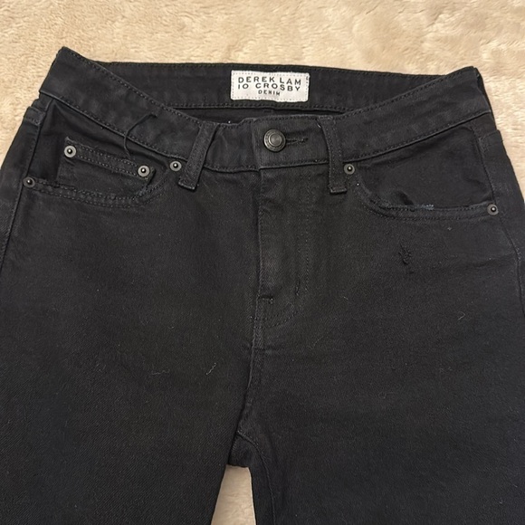 Derek Lam Gia Mid Rise Cropped Flare Jeans in Jet Black Size 25. Raw hem - Picture 10 of 16